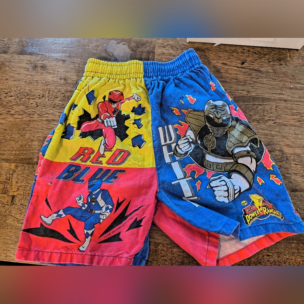 Power Ranger Swim Trunks Red and Blue Action Design